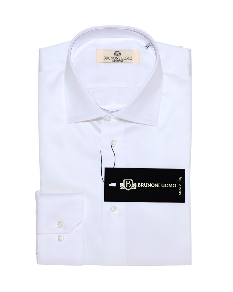 Camicia bianca da uomo slim fit in pregiato cotone, sartoriale, Made in Italy