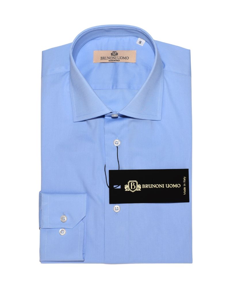 Elegante camicia azzurra slim fit da uomo in cotone sartoriale Made in Italy