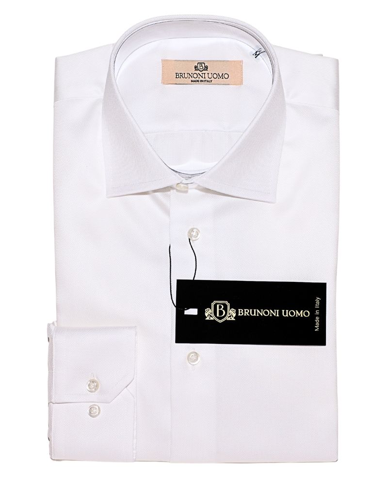 Camicia bianca Royal slim fit da uomo realizzata in Italia con tessuto esclusivo e raffinato